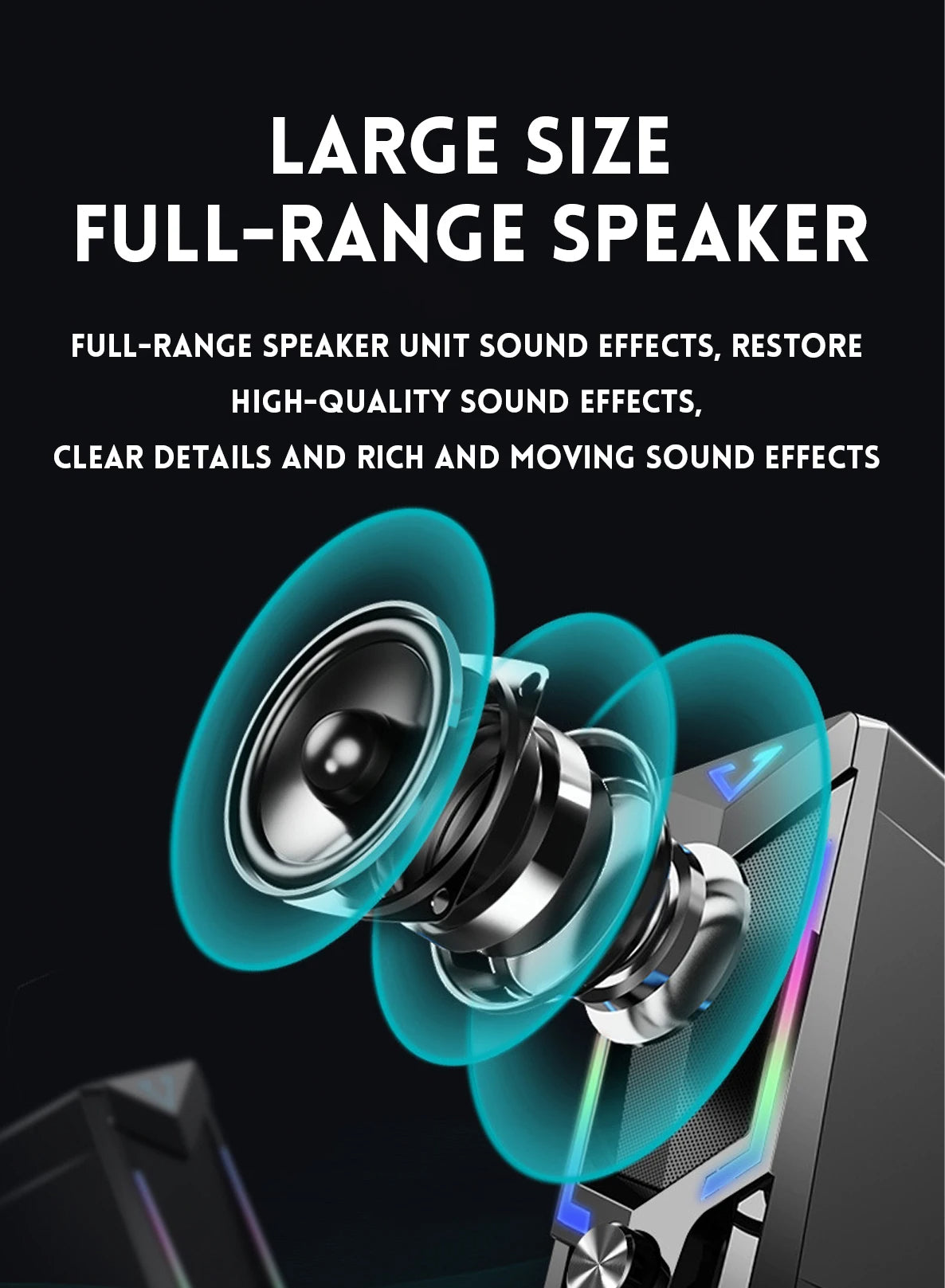 Bluetooth RGB computer speaker, desktop computer speaker, laptop speaker, desktop stereo speaker, USB powered, with LED ambient